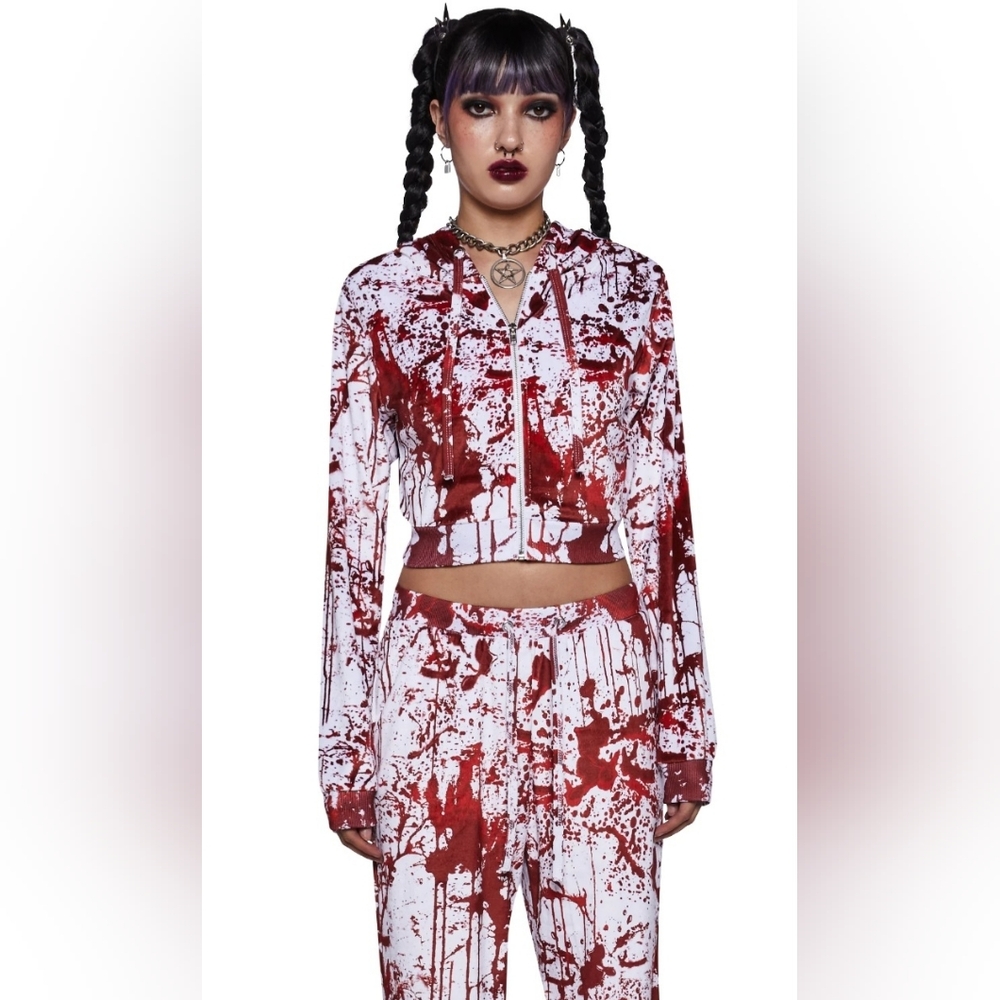 White Tracksuit With Blood Splatter Zombie XL